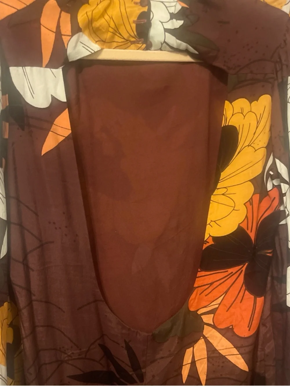 Free People Brown Floral Backless Long Sleeve Dress - Picture 4 of 4